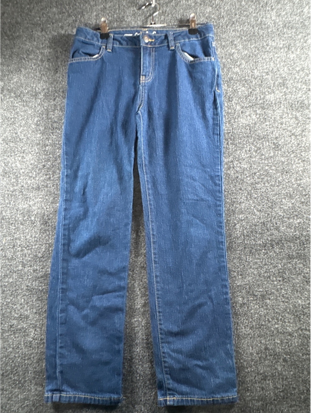 Cat & Jack Girls Size 12 Straight Leg Stretch Jeans Medium Wash Blue Denim